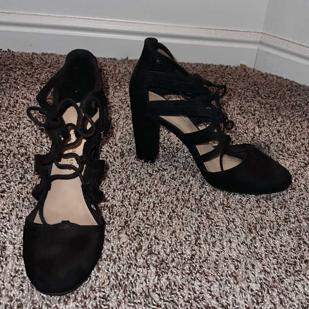 Strappy black heels